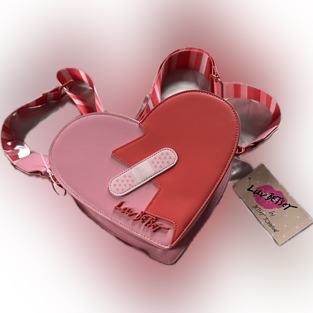 Betsey Johnson Pink and Red Heart Bag